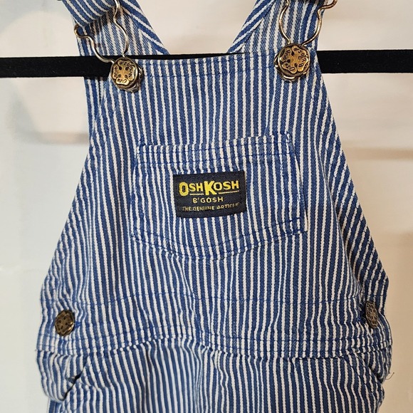 OshKosh B'Gosh Striped Overalls Vintage Baby Kids Blue White Buttons Adjustable - Picture 1 of 9
